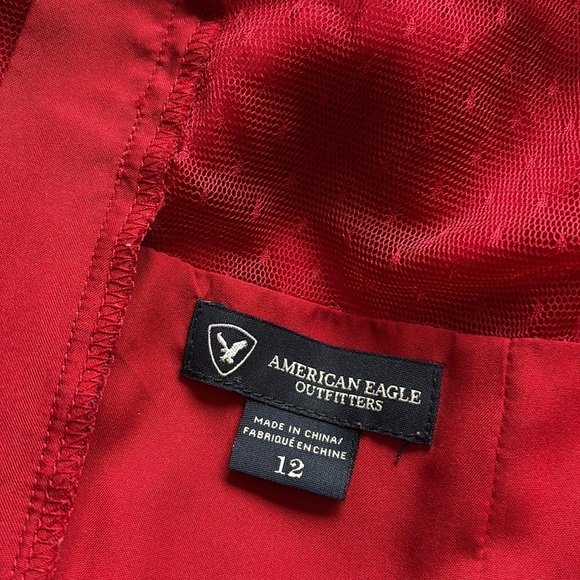 American Eagle Red Satin And Mesh Dress Size 12 - Picture 8 of 8